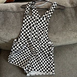 Checkered Overall Shorts